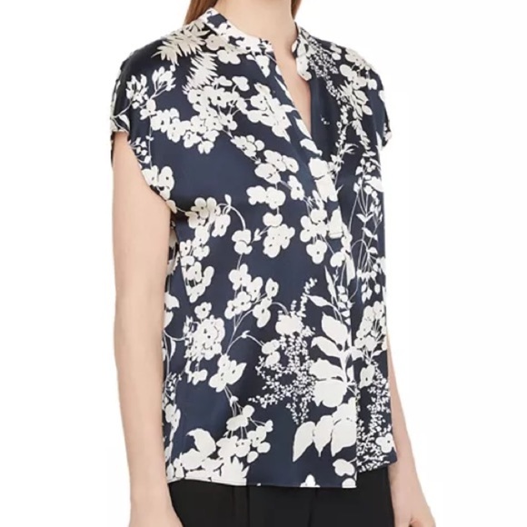 Vince Arboretum Silk Cap Sleeve Top Large - Picture 1 of 6